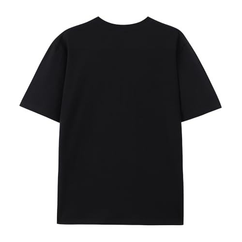 Chaierfei Cats Graphic Cotton T Shirt Crew Neck Short Sleeve Black - size chart