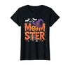 Mom-ster Halloween Funny Witch Hat Pumpkin Mom Momster Mom Mommy Matching Family Halloween Costume Women T-Shirt - size chart