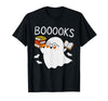 Halloween Tees for Women Men Kids Booooks Ghost Reading Halloween Library Librarian Teacher T-Shirt - size chart