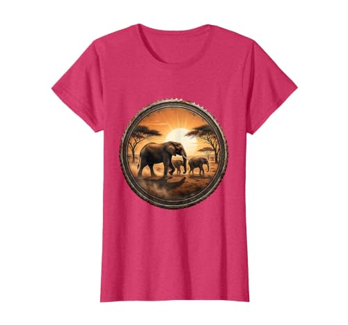 Mademark Elephant Herd Crossing Dusty Savanna Plain T-Shirt - Women - size chart