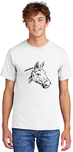 Comical Shirt Horse Graphic Top for Equestrian and Animal Lovers Cotton Tee Adult Youth Tall Men Women - size chart