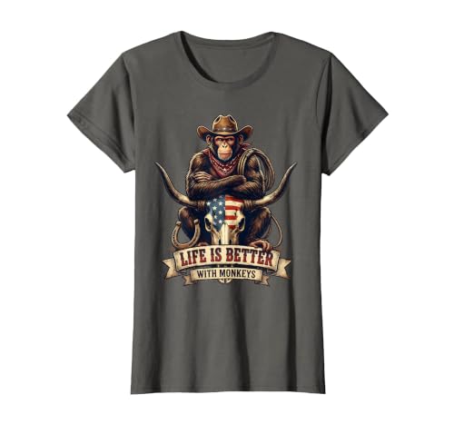 Mademark Life Is Better With Monkeys Fun Primate Design T-Shirt - Women - size chart