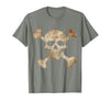Halloween Designs. Pirate Flag Skull and Crossbones Skeleton Graphic Halloween T-Shirt - size chart