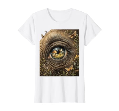 Mademark Elephant Eye Landscape Reflection Wildlife Art T-Shirt - Women - size chart