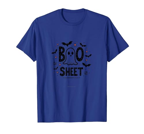 Mademark Halloween Humorous Boo Sheet Ghost Face Pun T-Shirt - size chart