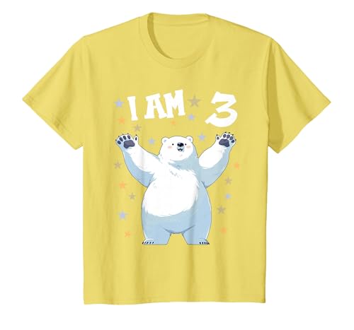 3 years old 3rd birthday Polar Bear Kids 3 Years Old 3 Birthday Polar Bears Boy Girl Polar Bear T-Shirt - size chart