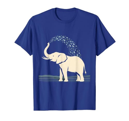 Mademark Elephant Spraying Water Raised Trunk Illustration T-Shirt - Men - size chart