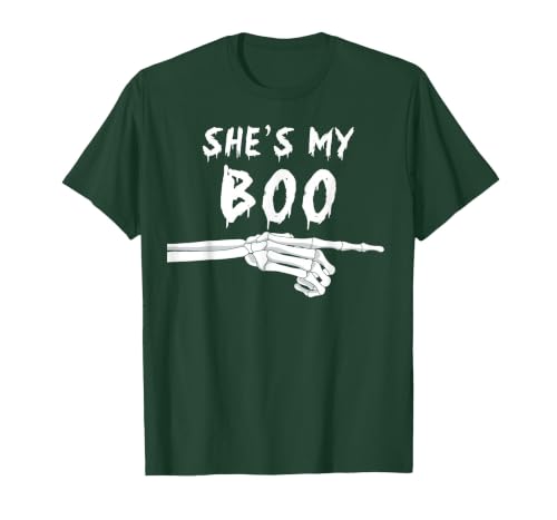 Miftees Matching Halloween Tees She's My Boo Matching Halloween Costume She's My Boo T-Shirt - size chart