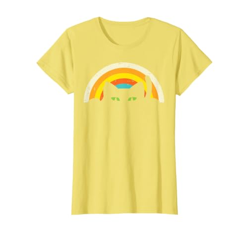 Cat Shirts For Women Men Girls Kids Kitten Gifts Peeping Black Cat Rainbow Vintage Halloween Men Women Kids T-Shirt - size