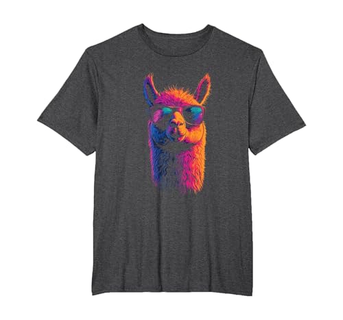 Llama Tee Funny Llama for Animal Lovers Funny Llama with Sunglasses Colorful No Drama Animal Graphic T-Shirt - size chart