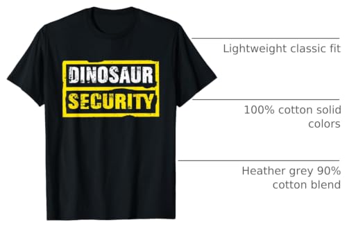 Halloween Dinosaur Security Costume RTees Halloween Adult Costume Dinosaur Security Dad Mom T-Shirt - size chart