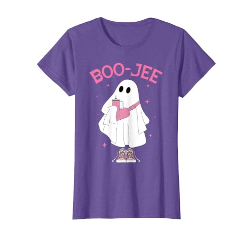 Spooky Season Ghost Halloween Boujee Boo-Jee Boo-JEE Spooky Season Ghost Pink Halloween Pumpkin Boujee T-Shirt - size chart