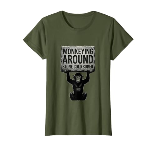 Mademark Monkeying Around Stone Cold Sober Design T-Shirt - Women - size chart