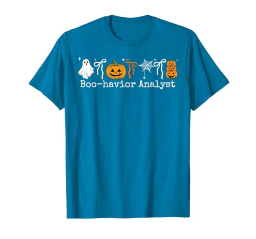 Behavior Analyst Halloween ABA Ghost Boo-havior Boo-Havior Analyst Pumpkin Ghost ABA Therapist Halloween T-Shirt - size chart