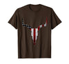 Cow skull USA Flag Bull Skull American Flag Cow Skull Western Graphic Wild West T-Shirt - size chart