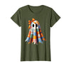 Patchwork Quilt Ghost Halloween Quilter Autumn Tee Patchwork Ghost Quilt Halloween Quilter Fall Autumn Bow Cute T-Shirt -