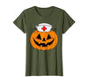 Halloween Tees for Women Men Kids Funny Pumpkin Nurse Scary Halloween Costume RN CNA ICU Women T-Shirt - size chart