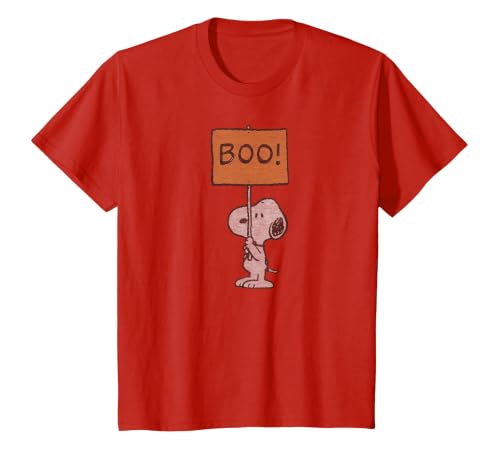 Peanuts Halloween Snoopy Boo Sign T-Shirt - size chart