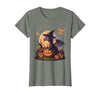 Halloween Dragons Fantasy Spooky Witchy Cute Halloween Dragon Witch Hat Pumpkin Moon Fantasy T-Shirt - size chart