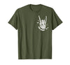 Funny Skeleton Halloween Vintage Stay Spooky Hand Skeleton Happy Halloween Pocket T-Shirt - size chart