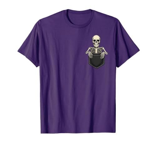 Funny Pocket Skeleton Halloween T Shirt For Men Funny Skeleton in The Pocket Halloween Kids Teens Adults T-Shirt - size chart