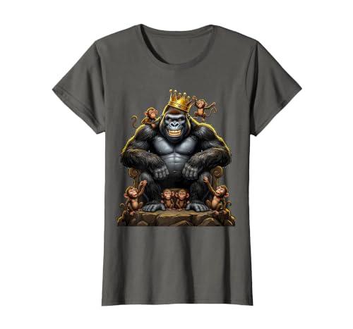 Mademark King Gorilla Dad Surrounded by Little Monkeys T-Shirt - Women - size chart