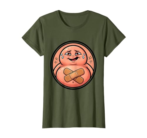 Mademark Tummy Ache Survivor Cute Stomach Bandage Graphic T-Shirt - Women - size chart