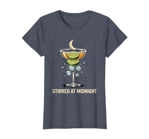 Mademark Stirred At Midnight Witch Halloween Cocktail Margarita Lover T-Shirt - size chart