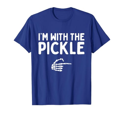 Funny Halloween Costume Holiday Party Gift I'm with The Pickle Funny Halloween Costume Matching Couples T-Shirt - size chart