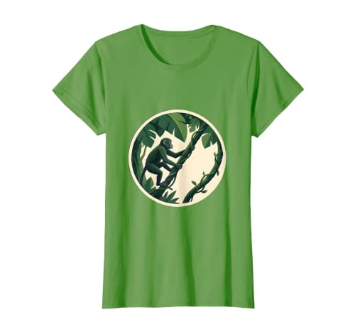 Mademark Monkey Hanging From Jungle Vine Illustration T-Shirt - Women - size chart