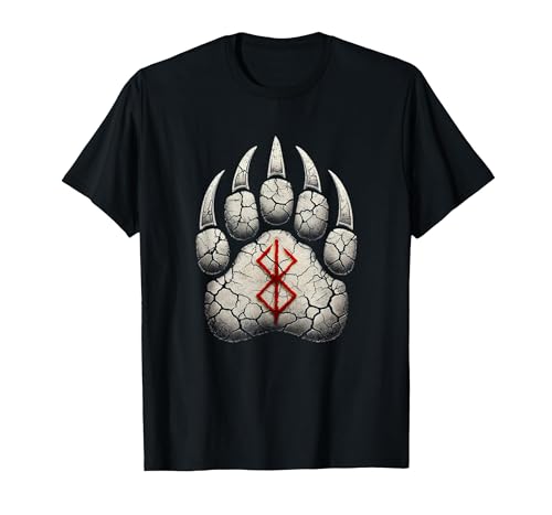 Viking Valhalla Krieger Normanne Runenkreis Götter Berserk Bear Paw Berserk Rune Rune Symbol Viking T-Shirt - size chart