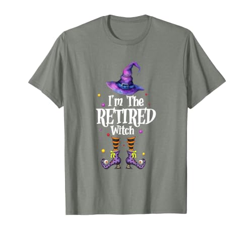 Funny Quote Horror Costume Party Family Friends I'm The Retired Witch Spooky Scary Halloween Retiree Women T-Shirt - size