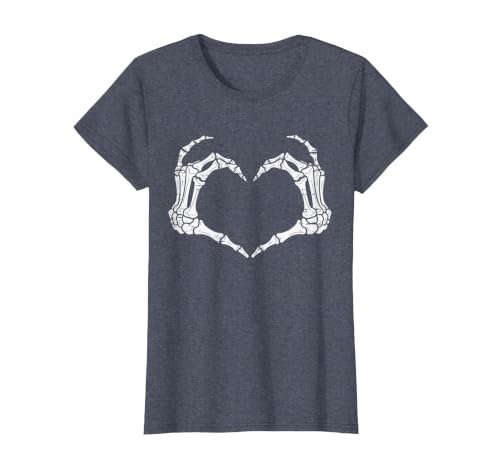 Halloween Tees for Women Men Kids Skeleton Hands Heart Halloween Rock Costume Men Women Kids T-Shirt - size chart
