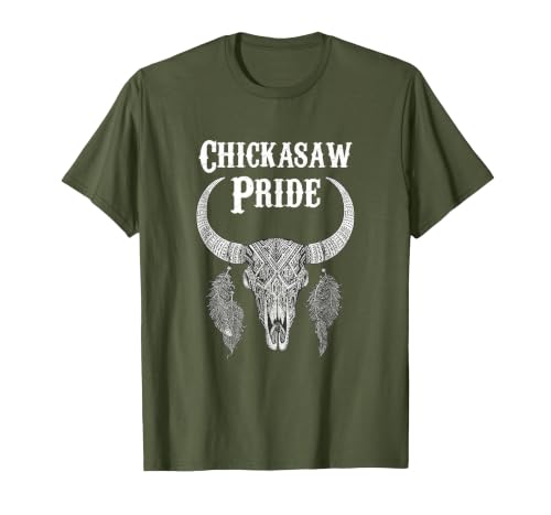 Chickasaw Pride Native American Nice Gifts Chickasaw Pride Tribe Native American Indian Buffalo T-Shirt - size chart