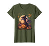 Halloween Dragons Fantasy Spooky Witchy Cute Halloween Dragon Witch Hat Pumpkin Moon Fantasy T-Shirt - size chart