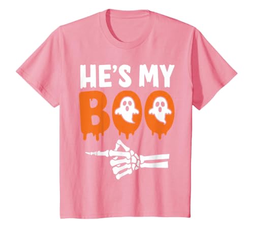 He's My Boo Matching Halloween Pajama Couples Funny T-Shirt - size chart
