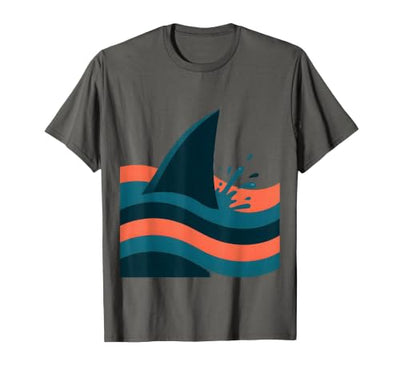 Pre K Shark Fin Ocean Waves Graphic Tee T-Shirt