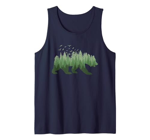Outdoor Nature Forest Animal Gifts Nature Forest Wildlife Trees Wild Animal Bear Tank Top - size chart