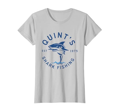 Funny Quints Shark Fishing Vintage Quint's Shark Fishing 1975 Retro T-Shirt - size chart