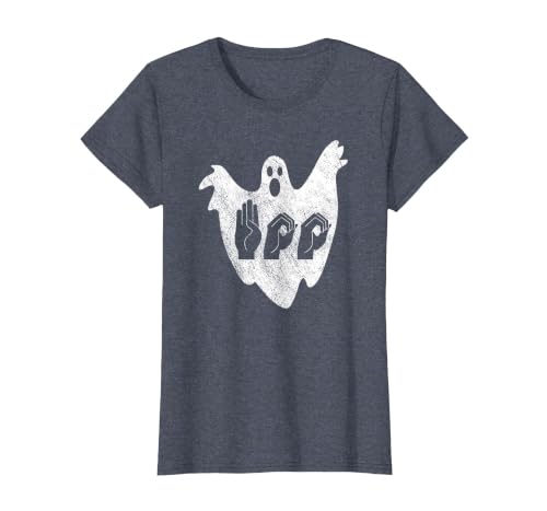 Sign Language Apparel Funny ASL American Sign Language Halloween T-Shirt - size chart