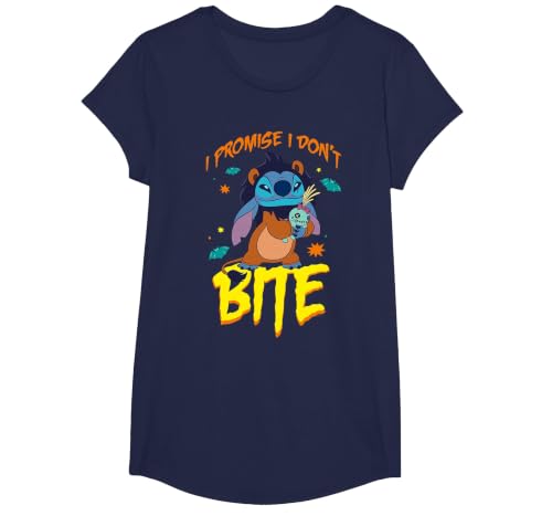 Disney Stitch Scar Costume I Promise I Don't Bite Halloween T-Shirt - size chart