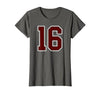 Maroon Number 16 Jersey Player Uniform #16 Gifts Maroon and White Number 16 Jersey Player Uniform #16 Fan T-Shirt - size