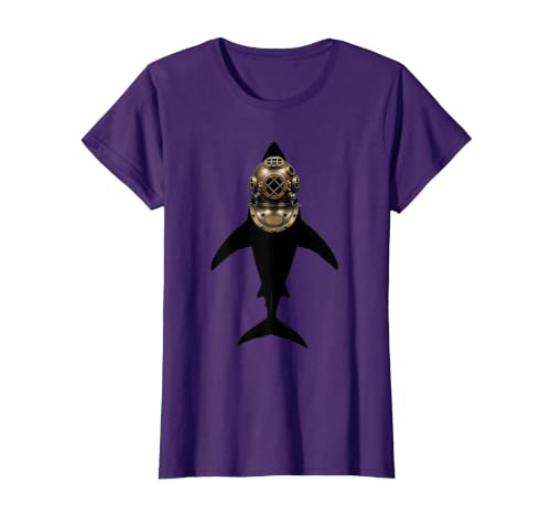 Mademark Shark in Vintage Deep Sea Diving Helmet T-Shirt - size chart
