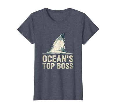 Ocean's Top Boss Shark Graphic Design T-Shirt