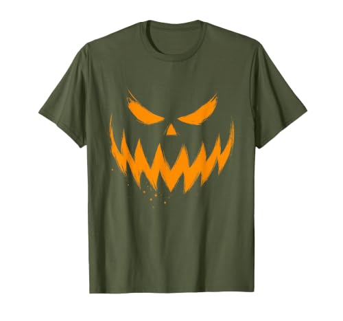 Vintage Jack o Lantern Halloween Tee Pumpkin Face Jack O Lantern Scary Carved Halloween Costume T-Shirt - size chart