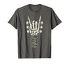 Rock and Wear Gifts Men Women Kids Skeleton Guitar Hand Rock On Guitarist Rock Band Music T-Shirt - size chart