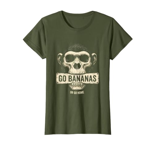 Mademark Go Bananas or Go Home Funny Monkey Design T-Shirt - Women - size chart