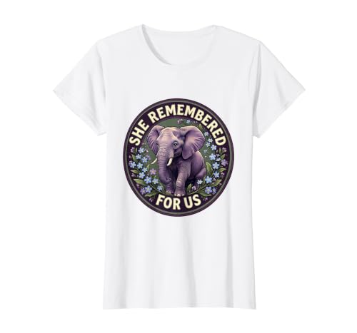 Mademark She Remembered For Us Gentle Elephant Design T-Shirt - Women - size chart
