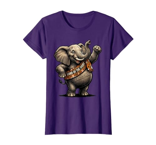 Mademark Land Of The Ivory, Land Of Mine Patriotic Elephant Design T-Shirt - Women - size chart