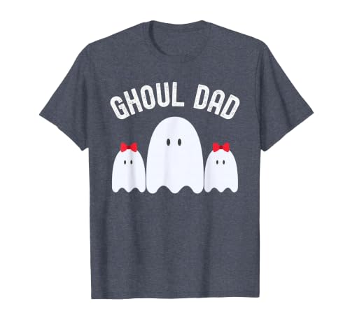 Ghoul Dad, Halloween Daddy Ghost Father of Two Ghost Girls T-Shirt - size chart